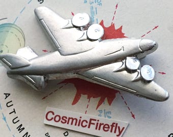 Vintage Airplane Brooch Pin Prop Plane 1980's Blue Q Boston USA