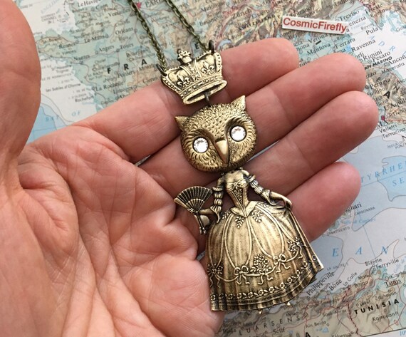 Steampunk Necklace Gothic Victorian Owl Queen Necklace Handcrafted