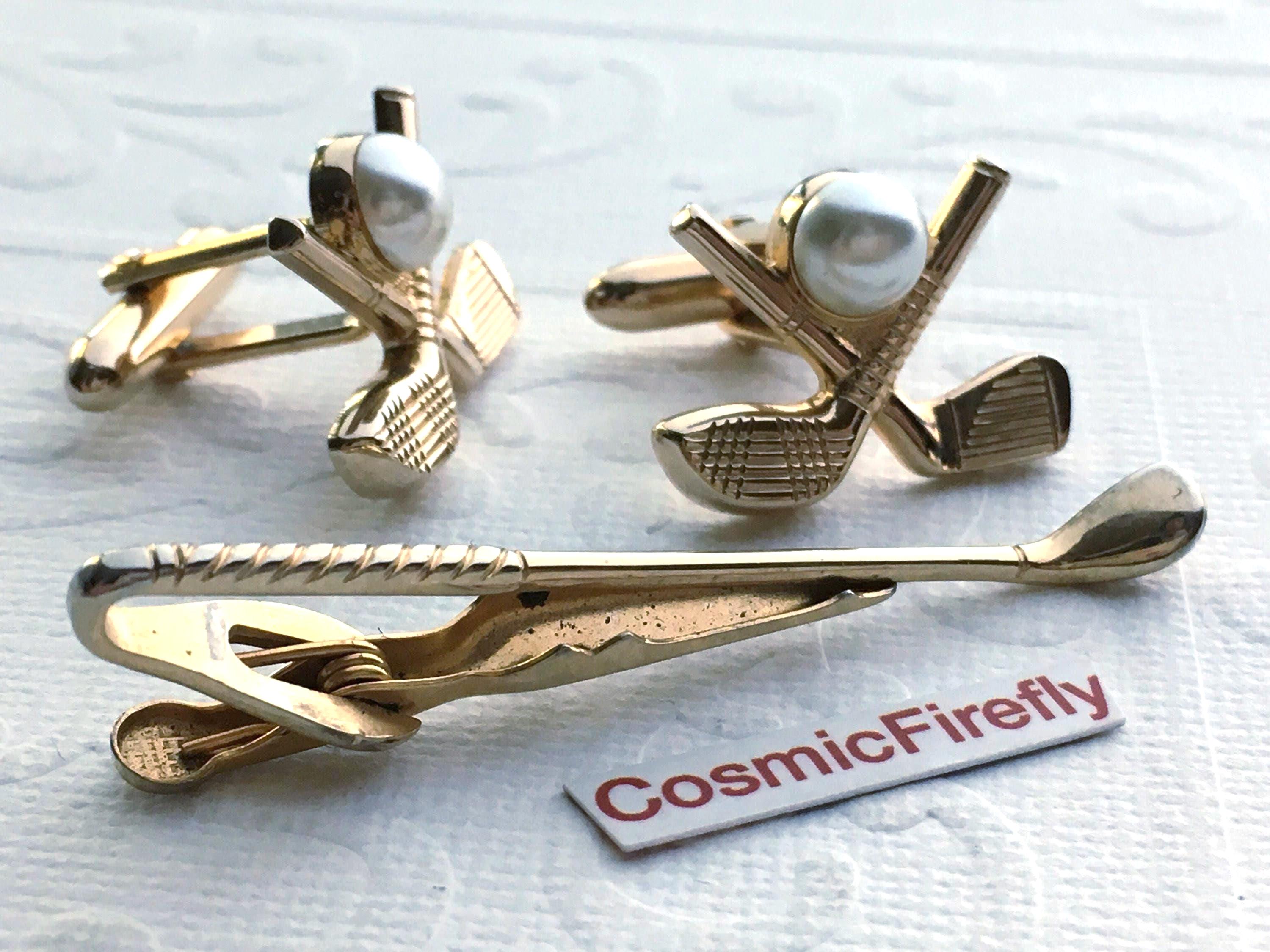 Lot De 5 Boutons De Manchette Vintage Homme Années 60 - Style Golf/swank - État Vintage Bon