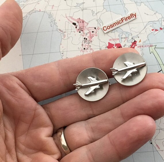 1950's Mid Century Vintage Jet Airplane Cufflinks… - image 3