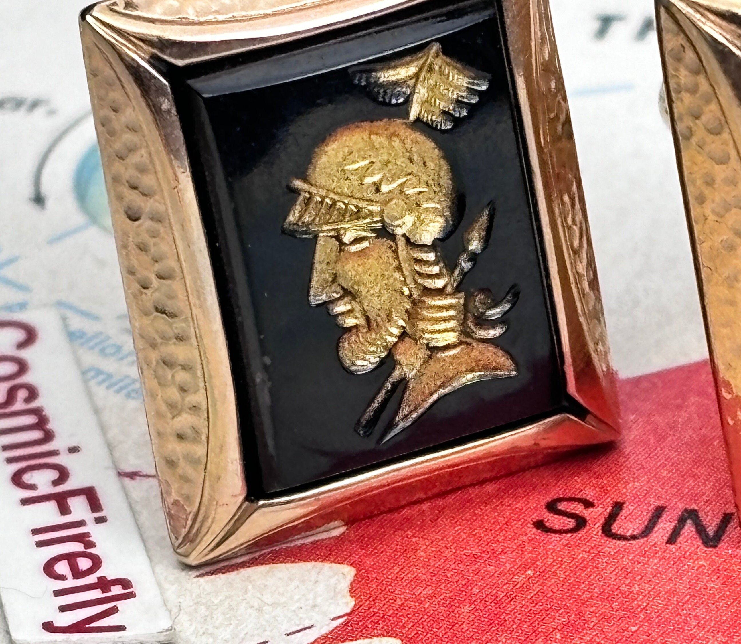 Boutons De Manchette Vintage Hickok USA - Soldats Romains, Sterling Silver Two-tone