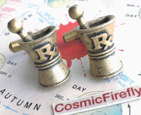 1950's Vintage Pharmacist Cufflinks Apothecary St… - image 1