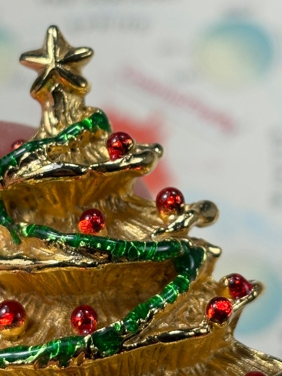 Chunky Vintage Christmas Tree Pin Brooch Costume … - image 4