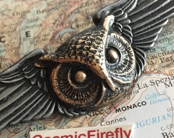 Steampunk Pin Flying Owl Wings Handcrafted Gothic Victorian Style Vintage Inspired Cosplay Badge Military Wings Pin Sky Captain