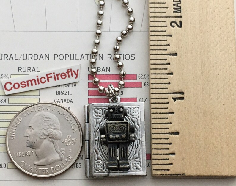 Small Robot Locket Boy's Steampunk Necklace Lightweight Novelty Costume Jewelry image 3