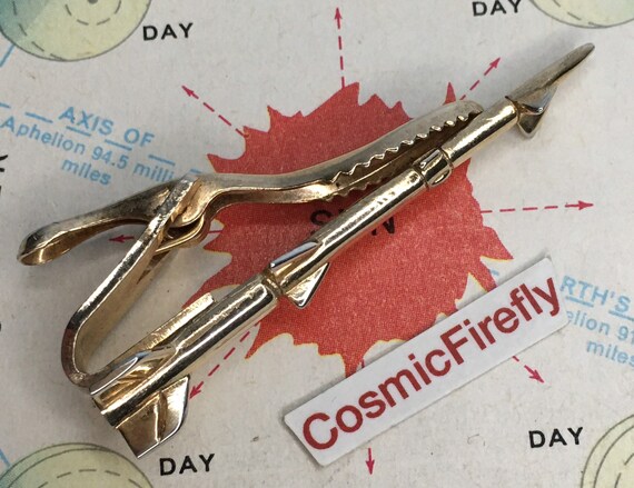 Vintage Space Rocket Ship Tie Bar 1950's 1960's A… - image 6