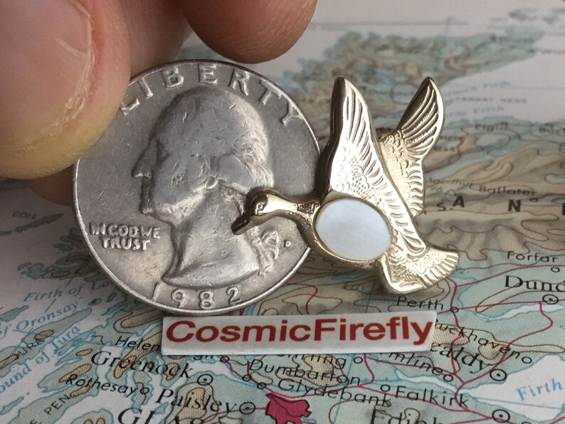 Vintage Flying Duck Cufflinks MOP Mother of Pearl Mid Century 1950's Dad Father's Day image 3