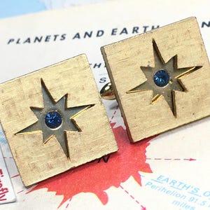 1950's Vintage Atomic Cufflinks Steampunk Space Age Starburst Modernist MCM Art Deco