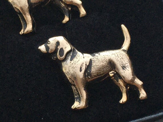 Vintage Dog Cufflinks Brass Figural Raised Tail M… - image 8