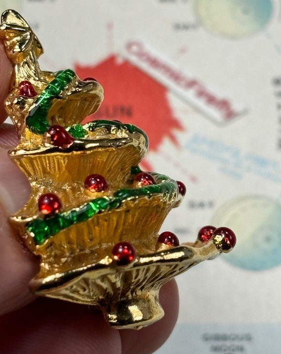 Chunky Vintage Christmas Tree Pin Brooch Costume … - image 5