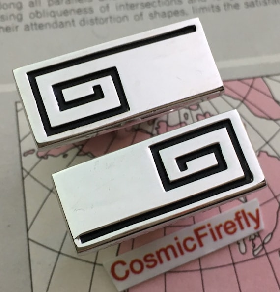 Mid Century Vintage Cufflinks Geometric Rectangle