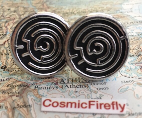 Men's Vintage Cufflinks Labarinth Cufflinks Steamp