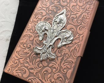 Slim Fleur De Lis Business Card Case Holder New Handcrafted Card Wallet