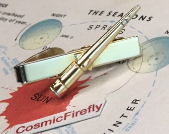 1950's Vintage Atomic Space Rocket Ship Missile Tie Clip Tie Bar Clasp