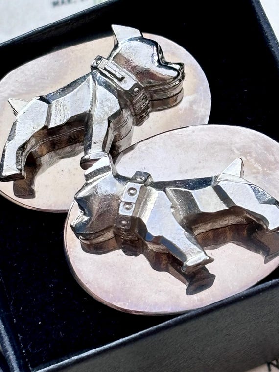 LARGE Vintage Bulldog Cufflinks 1950