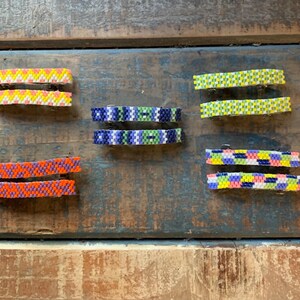 Handwoven Beaded Barrette Purple Black Yellow Blue Handmade Beaded Barrette: Indigenous Hair Bun With Sticks - Etsy main image 2