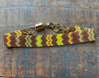 Handmade peyote stitch beaded bracelet with adjustable magnetic clasp