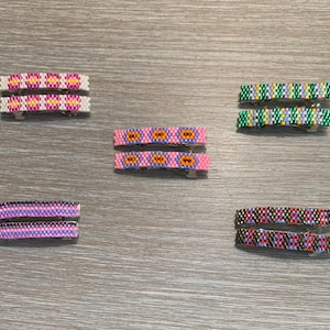 Handmade 1 1/2 inch beaded hair barrettes