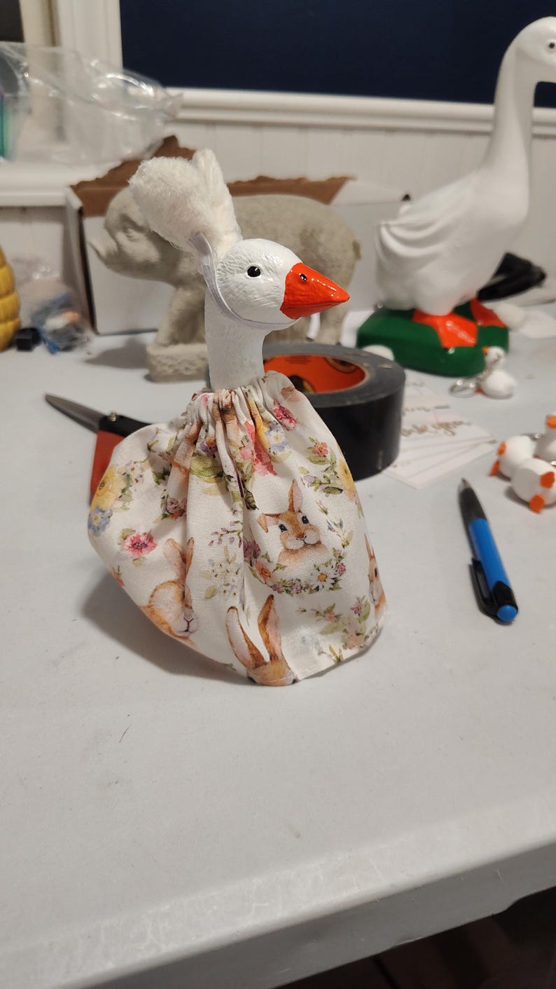 Hand Poured Cement Desk Goose - 6 Inch Painted Statue image 11