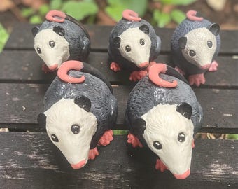 Hand-Poured Concrete Opossum Statue, Indoor/Outdoor Decor