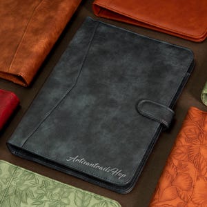 Personalized Leather Portfolio for Women, A4 Custom Journal Cover, Embossed PU Leather Padfolio , Company Gift for Her，Clipboard or Rings