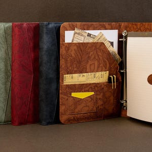 Handmade Women&#39;s PU Leather, Leather Portfolio with 3 Ring Binder,   Personalized Padfolio with Name/Logo, Business Gift for Him,Anniversary