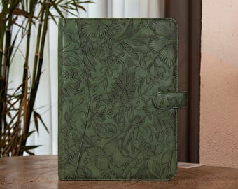 3-Ring Personalized Leather Portfolio for Women, A4 Custom Journal Cover, Embossed PU Leather Padfolio for 13&quot; MacBook,Gifts for Her/Mom,