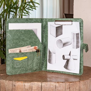 Personalized Leather Portfolio for Women, A4 Custom Journal Cover, Embossed PU Leather Padfolio for Clipboard , Company Gift for Her，