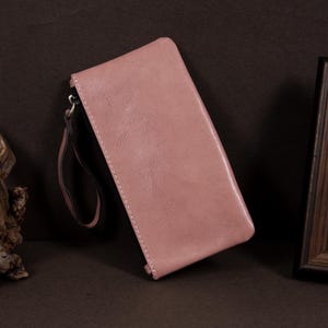 Étui à crayons rose en cuir végétalien, pochette à stylos faite main avec fermeture à glissière, étui à stylos élégant et pratique pour le bureau ou l'école, idées cadeaux personnalisées