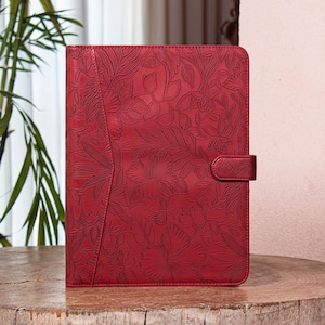 Women Padfolio, 3-Ring Binder Portfolio, Personalized PU Leather Padfolio, Custom A4 Leather Journal with Snap Closure, Christmas Gifts