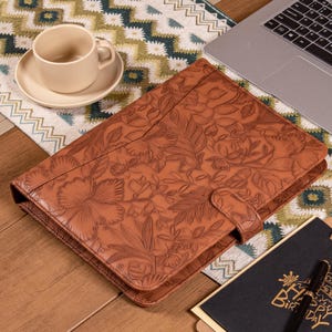 Personalized PU Leather Portfolio, Custom Padfolio with 3Ring,Handmade Padfolio, Office A4 Document Storage, Christmas Gift,  Gift for Women