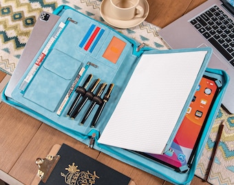 Custom Vegan Leather Portfolio , Personalized Refillable Portfolio, A4 Notepad Holder, Portfolio for Men, Business Gifts, Thanksgiving Gifts
