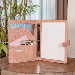 Personalized Leather Portfolio for Women,A4 Custom Journal Cover,Embossed PU Leather Padfolio for 13&quot;MacBook,Gifts for Her/Mom,3-Ring Binder