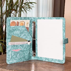 Personalized Embossed Leather Padfolio, Women Padfolio,Custom A4 Leather Journal with Snap Closure,3-Ring Binder Portfolio, Christmas Gifts