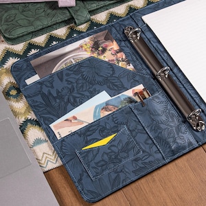 3-Ring Binder Portfolio, Custom A4 Snap Leather Journal, Women’s Personalized Embossed Padfolio, Christmas Gifts, Back-to-School Gifts