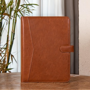 3-Ring Binder Padfolio, Personalized Retro Brown Leather Portfolio, Men's Padfolio,  A4 PU Leather Journal, Gifts for Him/Her