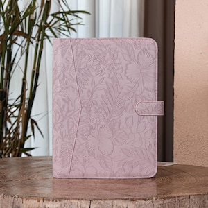 3-Ring Binder Portfolio, Personalized Embossed Leather Padfolio, Women Padfolio,Custom A4 Leather Journal with Snap Closure, Christmas Gifts
