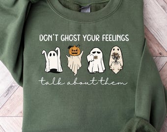 Sudadera "No dejes que tus sentimientos se pierdan", sudadera de Halloween sobre salud mental, camiseta de psicólogo escolar de Halloween, regalo de Halloween, sudadera con capucha divertida