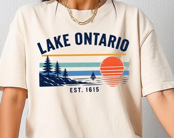 Camiseta vintage del lago Ontario Est. 1615, camiseta de los Grandes Lagos de Ontario, camiseta de activismo silencioso, camiseta de Canadá, regalo para amantes de los lagos canadienses, camiseta de resistencia