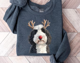Camiseta navideña Sheepadoodle, Sudadera personalizada de raza de perro, Regalo navideño para amantes de las mascotas, Regalo navideño, Camiseta navideña para amantes de los perros, Camiseta navideña para perros