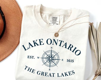 Camiseta Comfort Colors® Lago Ontario Est. 1615, Camiseta de los Grandes Lagos, Camiseta vintage de los lagos, Regalo de recuerdo retro con ancla, Sudadera anti-Trump