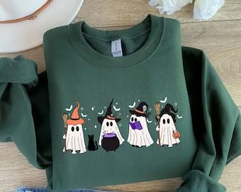 Camiseta de fantasma adorable para Halloween, camiseta de fantasma espeluznante, camiseta gráfica de fantasma bruja, top para fiesta de Halloween, camiseta de otoño, regalo de fantasma adorable, temporada espeluznante