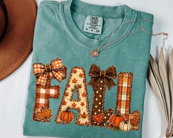 Camisa de otoño Comfort Colors®, Camisa otoñal, Sudadera vintage de otoño, Camiseta de calabaza de Halloween, Camisa de otoño a cuadros, Camisa con lindo estampado otoñal
