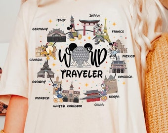 Vintage Epcot World Traveller Shirt, Epcot World Tour Shirt, Mickey and Friends Epcot Shirt, Disney World Adventure tee, Epcot Family Shirt