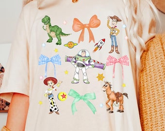 Coquette Toy Story Disney Shirt, Coquette Bow Disney Shirt, Disney Family Vacation Shirt, Woody Buzz Bullseye T-Rex, Toy Story Characters