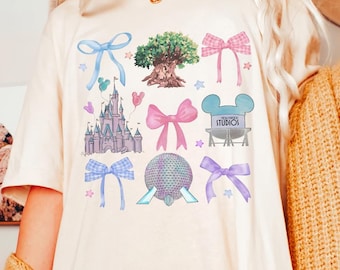 Coquette Bows Disney Comfort Colors Shirt, Magic Kingdom Shirt, Hollywood Studios Shirt, Epcot Trip Shirt, Disneyworld Family Vacation Shirt