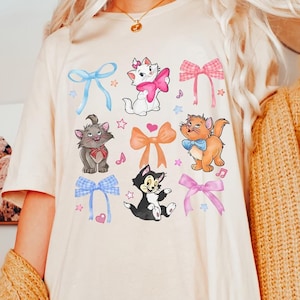 Camiseta de Disney de Los Aristogatos Coquette, camiseta de Disney con lazo Coquette, camiseta de vacaciones familiares de Disney, Marie Berlioz Toulouse, camiseta de Disney Cat Lover