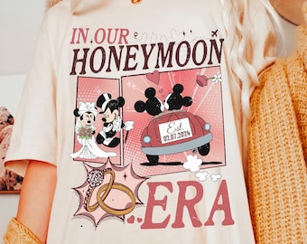 Personalized In Our Honeymoon Era Shirt, Mickey Minnie Couple Shirt, Disney Honeymoon Trip Shirt, Custom Mr and Mrs Shirt, Just Married tee