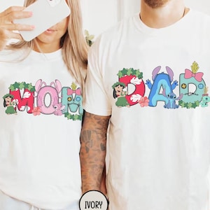 Disney Lilo & Stitch Family Shirt, Custom Stitch Mom Dad Shirt, Disney Family Matching Tee, Stitch Family Members Shirts, Gift for Mom Dad