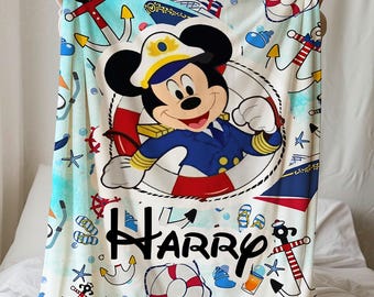 Personalized Mickey and Friends Cruise Blanket, Custom Kids Name gift, Disney Family Cruise Trip 2025 blankets, Disney Wish Dream Magic